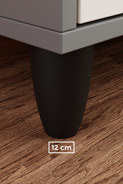 wooden lane studio Mobilya Ayağı Siyah 12 cm Armut Tipi – M8 Vidalı – M8 Meta...