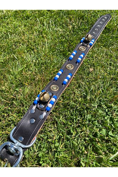 Sürmeli Tasma Kangal Dog Collar Genuine Leather 5 cm Width 2 Bell Beaded