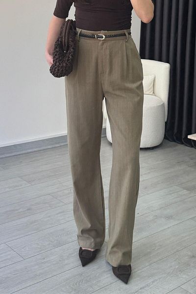 ECEMİ Duno Khaki Linen Belted Trousers