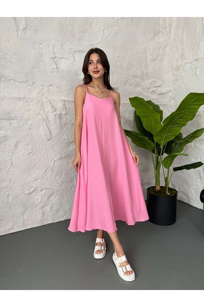 Elif Özbey Butik Ροζ φόρεμα με λουράκι