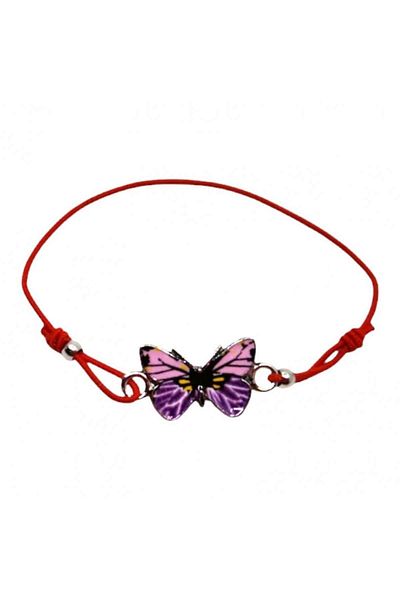 OEM Bracelet Martisor with Adjustable Elastic Cord, Multicolored Butterfly, Set of 12