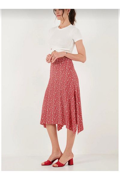MODA Mini Floral Asymmetrical Cut Lycra Comfortable Combinable Skirt