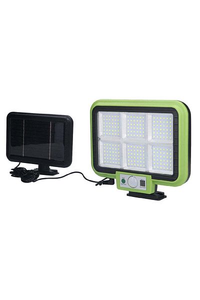 divendi-ro Solar lamp with solar panel, 216 SMD LEDs, 50W, motion sensor and remote control, green