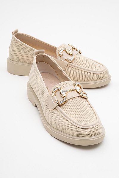 CCWAY AYAKKABI Women's Buckle Casual Shoes Beige