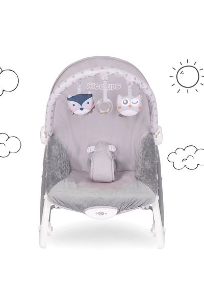 Ricokids Ricokids rocking chair, with 3 toys, 5-point safety belts, with melodies, gray, 3.2 kg