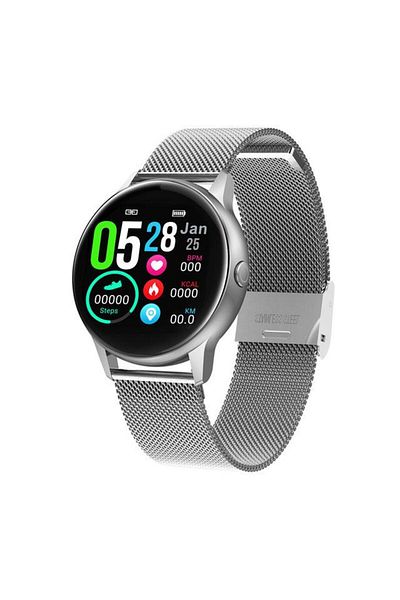 ideal STORE Ceas SmartWatch DT88 Pro Appearance idealStore, Silver, Curea Metalica, Impermeabil, Display 1.3 HD