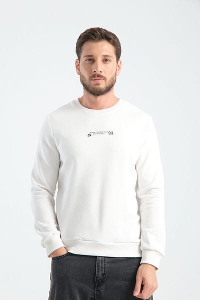 Shooter Sportswear Men's Premium Sweatshirt Ecru Minimal Print Standard Fit