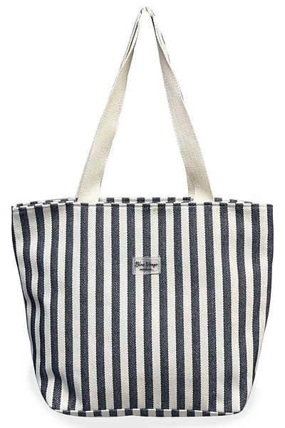 REMSA Striped Cotton Beach Bag 001 Navy Blue02