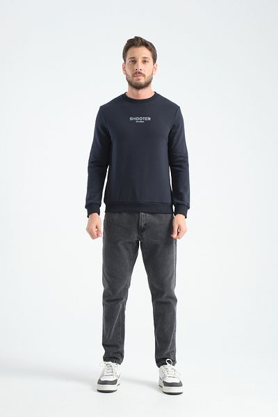 Shooter Sportswear Мъжки луксозен суитшърт с тъмносин принт и стандартен модел