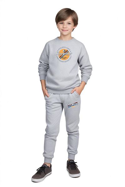 FYK KİDS Boy's Crewneck Champions Printed Tracksuit Set