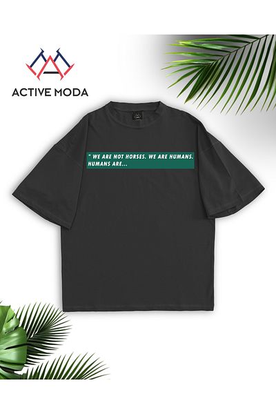 ACTIVE MODA Men's Cotton Printed We Are Not Horses. Short Sleeve Tshirt Oversize Large Size