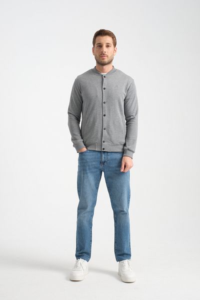 Shooter Sportswear Ανδρικό φούτερ με κουμπιά γκρι μελανζέ Standard Fit