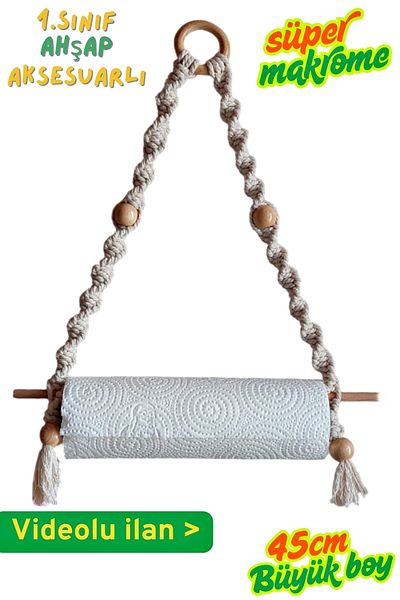 Armashine Set of 2 Wooden Beaded Paper Towel Holder, Kitchen Bathroom Roll Paper Towel Napkin Holder