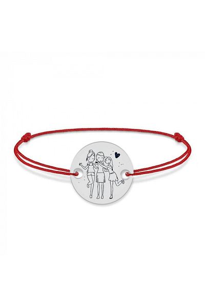 saratremo Sisters- Bratara snur personalizata cu banut din argint 925 pentru surori