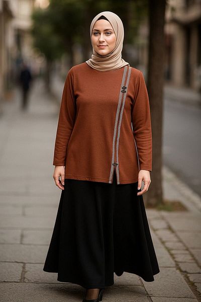 ULUBAŞ Ulubas Γυναικεία Μπλούζα με Μοντέλο Μεταλλική Εφαρμογή Ευέλικτη Μαύρη Μπλούζα