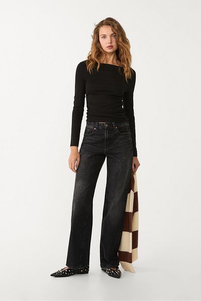 Stradivarius Long sleeve T-shirt with gathering