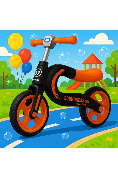LUDIRO Bicicleta de Echilibru pentru Copii, 2-5 Ani, Roti din Cauciuc, 70x53 Cm, Negru Portocaliu