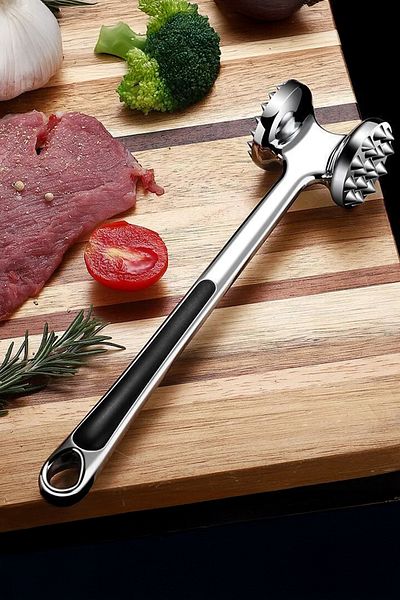 Vadi Double Sided Metal Meat Hammer – Butcher's Hammer Softener Apparatus