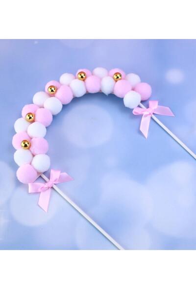 Patladı Gitti Pembe Beyaz Top Kemer Şeklinde Kız Bebek Pasta Süsü