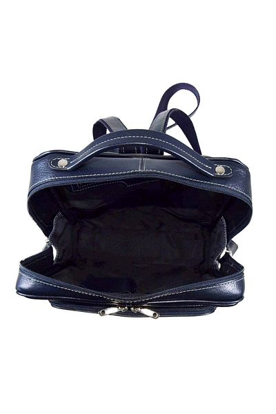 Magazinul de genti Unisex backpack, made of soft natural leather, model 236, Matte navy blue