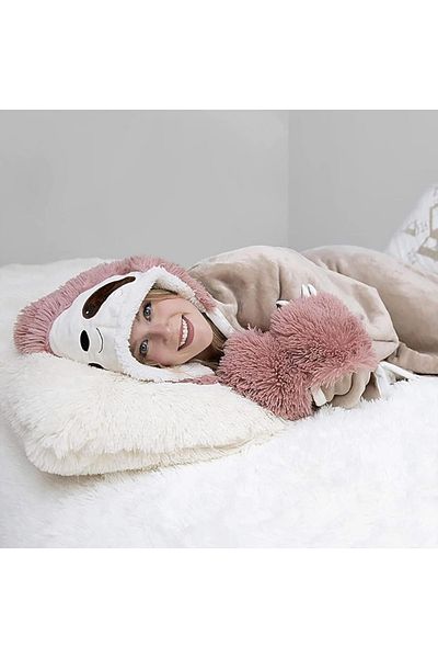 OEM Fluffy Blanket, Lazy, Pink, with Sleeves and Hood, 147 cm wide x 119 cm high
