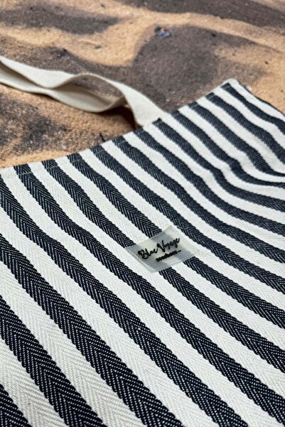 REMSA Смугаста бавовняна пляжна сумка 001 Синя02