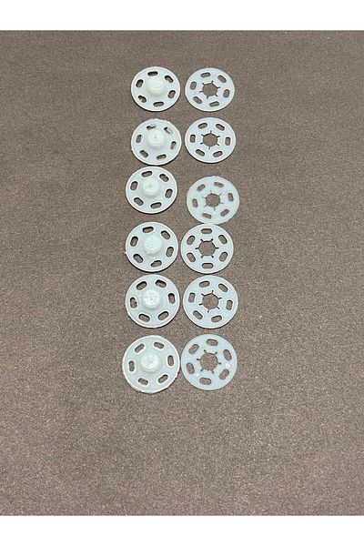 karantuhafiye Plastic Snap Fasteners / White / 1.8 cm / Set of 6