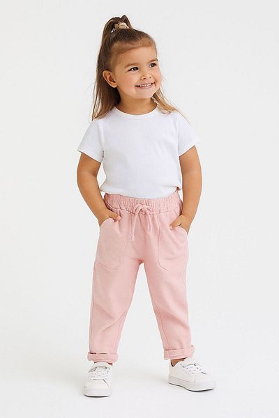 Minigimin Cicileri Mini's Soft Linen Girl's Pocket Pants - Pink