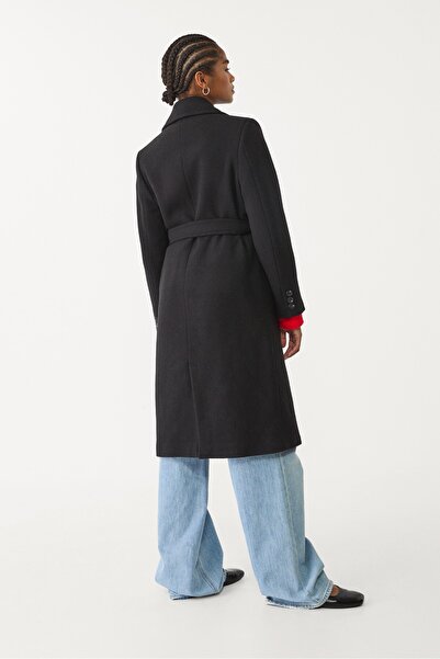Stradivarius Felt texture coat with belt