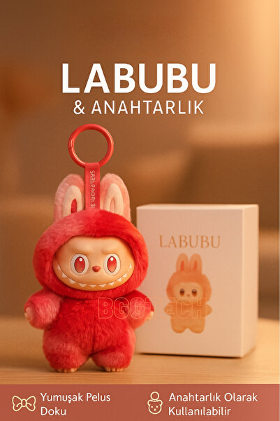 BGGTech Labubu Figürlü Mini Sürpriz Karışık Renk Peluş Bebek Anahtarlık Ve Ko...