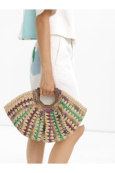 PARFOIS Çok Renkli Hasır Efektli El Çantası