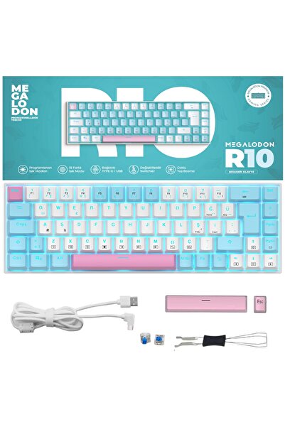 MEGALODON R10 Mekanik Klavye Full Anti-Ghosting Hot Swap Blue Switch Oyuncu K...