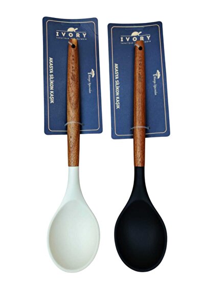 IVORY Wooden Handle Silicone Spoon