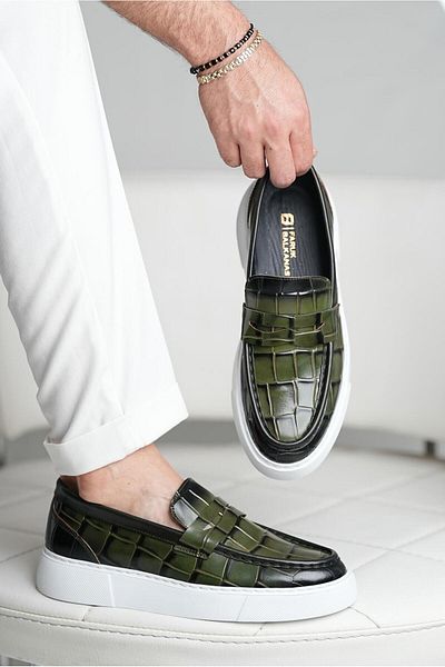 Faruk balkanas Carlo Model Genuine Crocodile Leather Casual Shoes