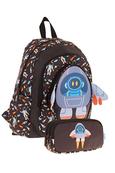 KAUKKO Σχολικό σακίδιο πλάτης για αγόρια (L5264) και θήκη για στυλό τριών δια...