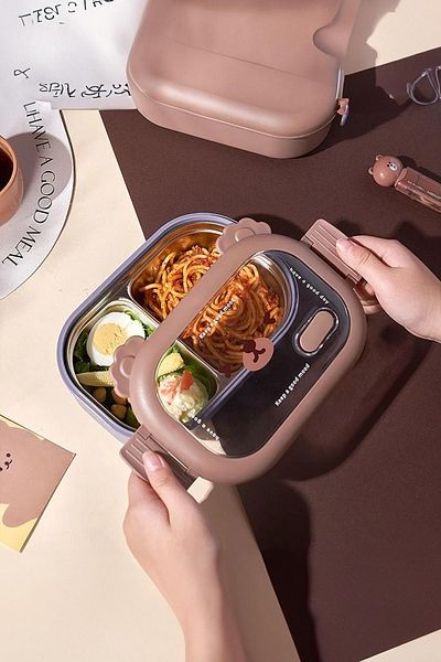 Vadi Portable Stainless Steel Compartment Lunch Box Storage Container with Leakproof Lid