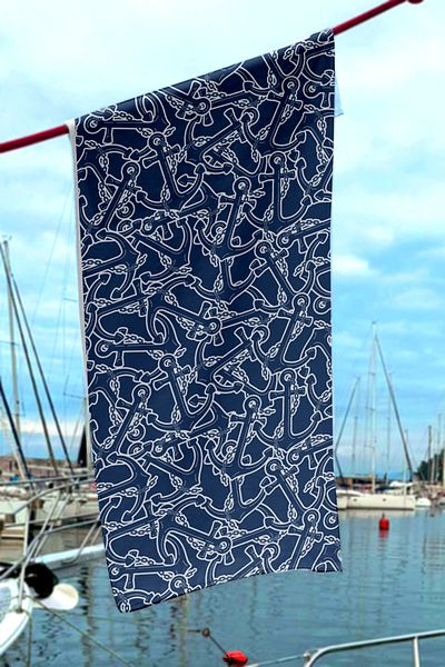REMSA Πετσέτα παραλίας με σχέδιο Sea Pool 097 Navy Blue