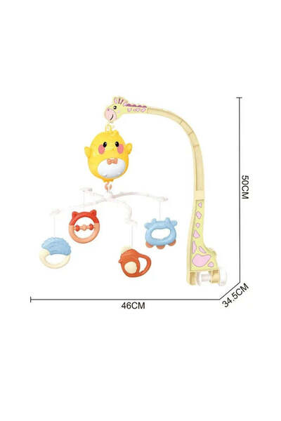 divendi-ro Musical carousel for crib, giraffe shaped, with 4 detachable toys, 55x48x32cm, yellow