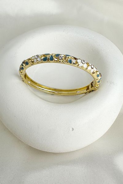 Modex Special Series Enameled Flower Motif Handcuff Bracelet (Diameter: 6cm)