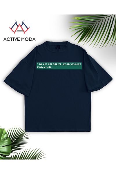 ACTIVE MODA Men's Cotton Printed We Are Not Horses. Short Sleeve Tshirt Oversize Large Size