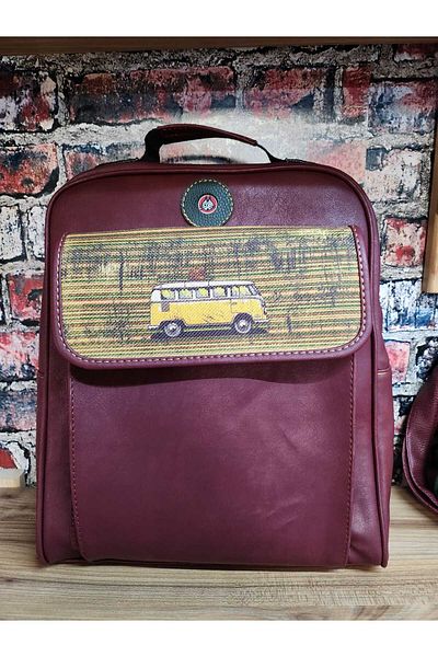 Şaşıkedi Bus Patterned Bohemian Back and Shoulder Bag