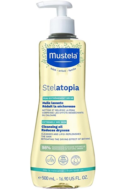 Mustela Mustela Stelatopia Bath Oil for Skin with Extreme Dryness or Atopic Dermatitis, Body and Hair, Babie