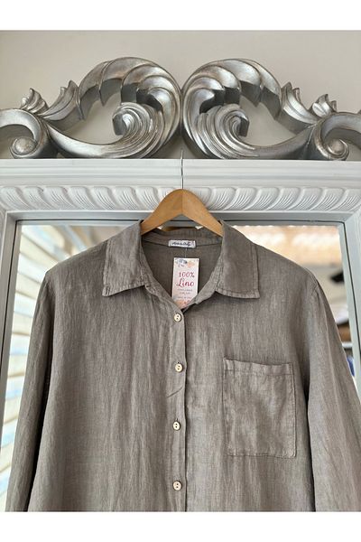 Puro Lıno Puro Lino 100% Linen Shirt Suit - Gray