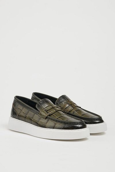 Faruk balkanas Carlo Model Genuine Crocodile Leather Casual Shoes