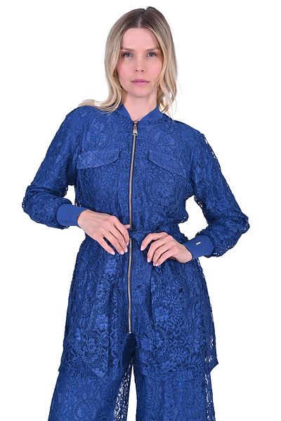 Invee Lace Suit with Trousers Combed Cotton Lined Indigo