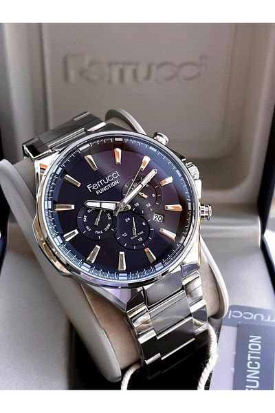 Ferrucci Inner Functions Active Calendar and Day 30m Water Resistant Steel Cord Men's Wrist Watch Vs.Bl