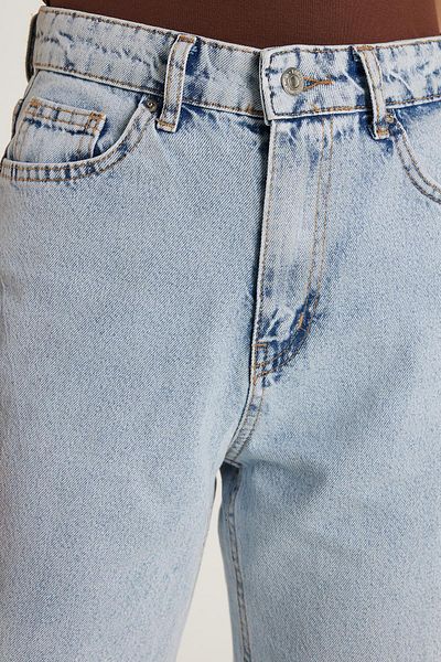 Tudors Women's Regular Fit Wide Leg Light Blue Denim Trousers with Pockets