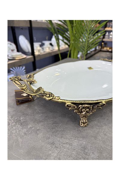 ROY KING Luxury Porcelain Oval Serving with Brass Edge