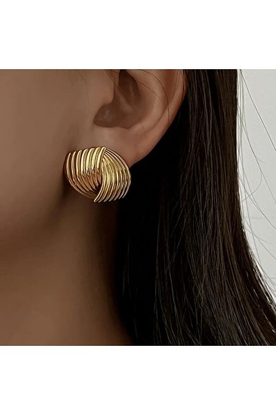 Twinssis Accessories Gold Striped Lady Earrings
