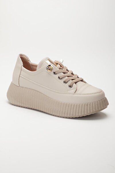 Dilimler Ayakkabı Γυναικεία Casual Αθλητικά Παπούτσια Μπεζ ελαστική σόλα με κορδόνια